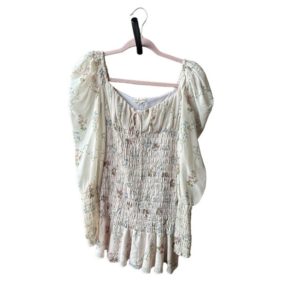 For Love & Lemons Dixon Mini Dress Size S Ivory Floral - Picture 3 of 9